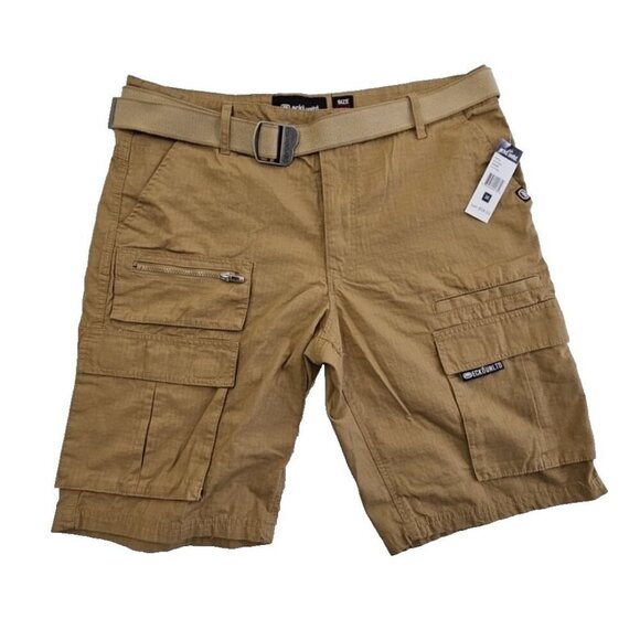 Ecko Unltd Cargo Utility Tactical Shorts Men's 36 Tan Belted 12" Inseam NEW NWT - Picture 1 of 16